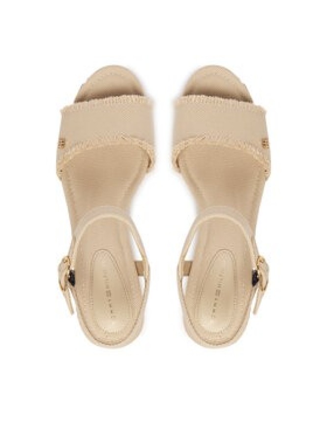 Tommy Hilfiger Sandały Mid Woven Wedge Espad Fringe FW0FW09470 Beżowy
