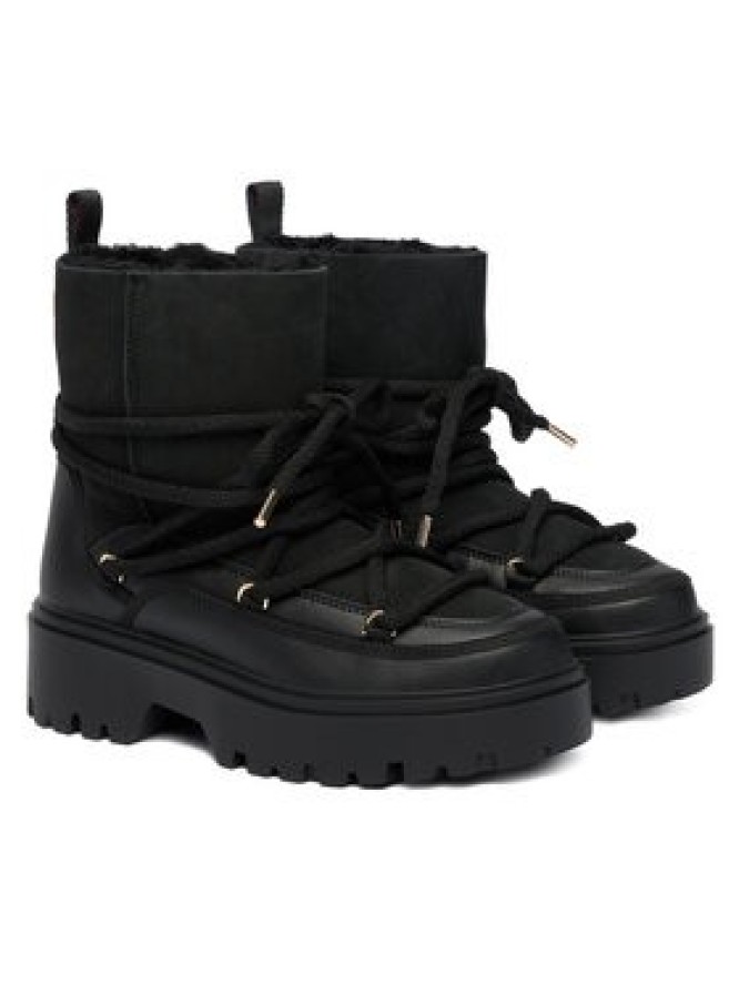 Tommy Hilfiger Śniegowce Real Shearling Laceup Snowboot FW0FW08996 Czarny