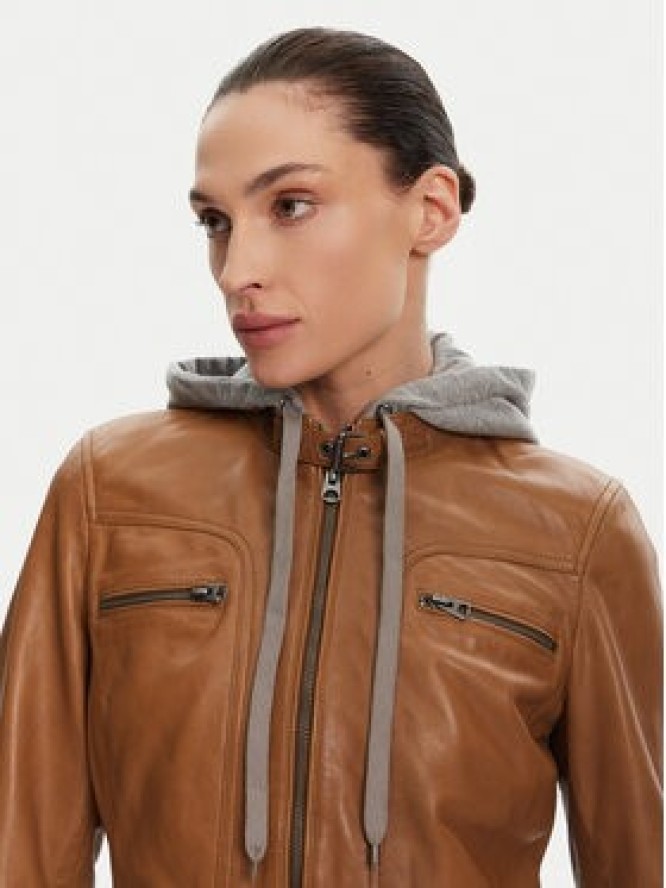 Serge Pariente Kurtka skórzana 77040 Brązowy Regular Fit