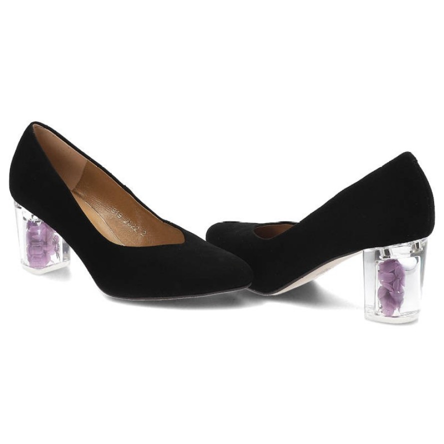 Czarne Czółenka Espirito Eleganckie Skórzane Buty