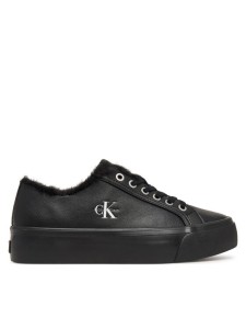 Calvin Klein Sneakersy Vulc Flatf Laceup Lth Fur HW0HW03235 Czarny