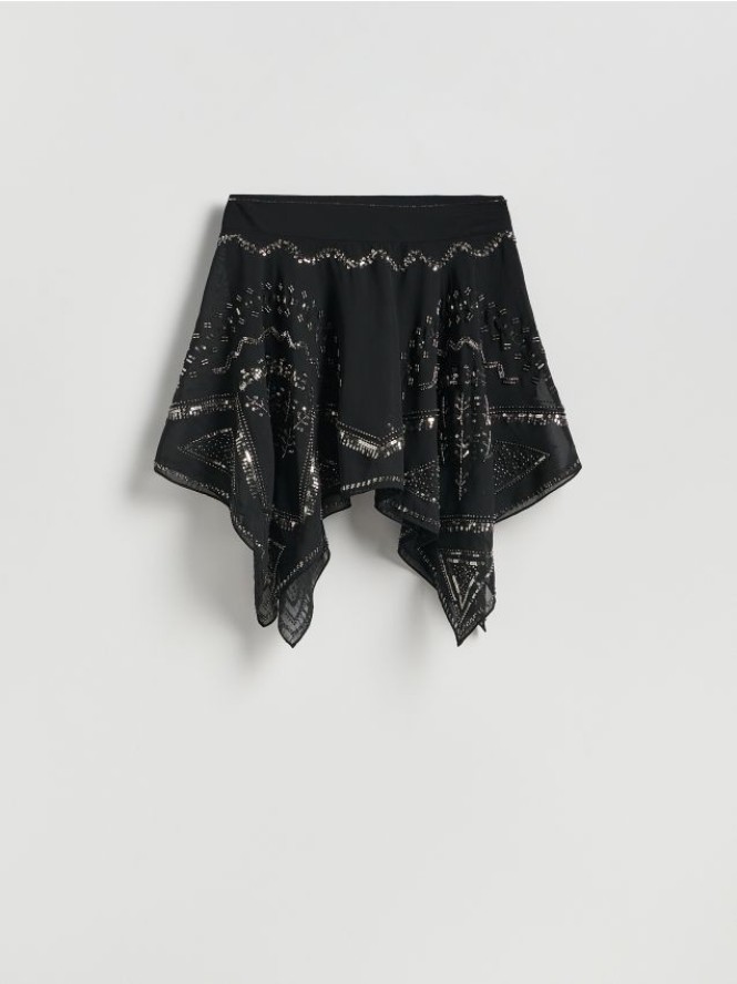 Asymetryczna spódnica mini - czarny