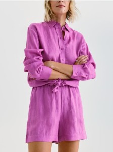 Lniane szorty - fioletowy