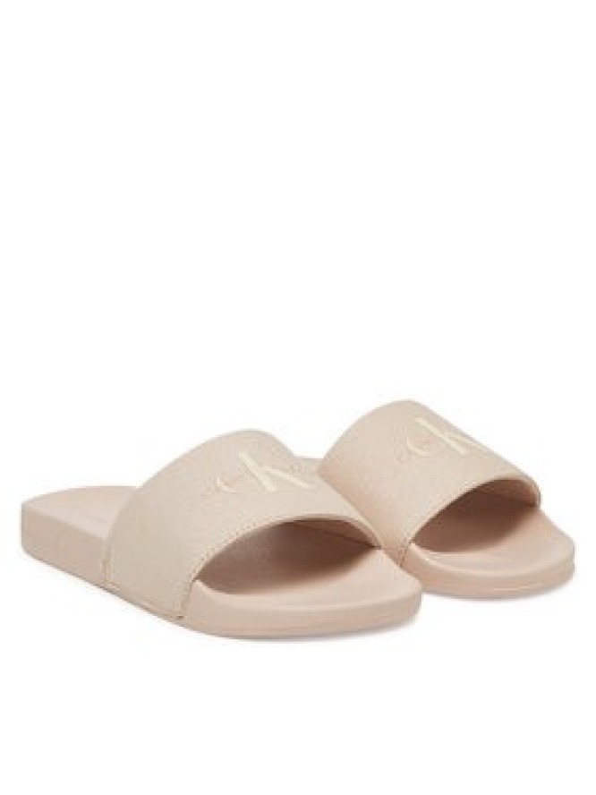 Calvin Klein Jeans Klapki Slide Monogram Wn YW0YW01835 Beżowy