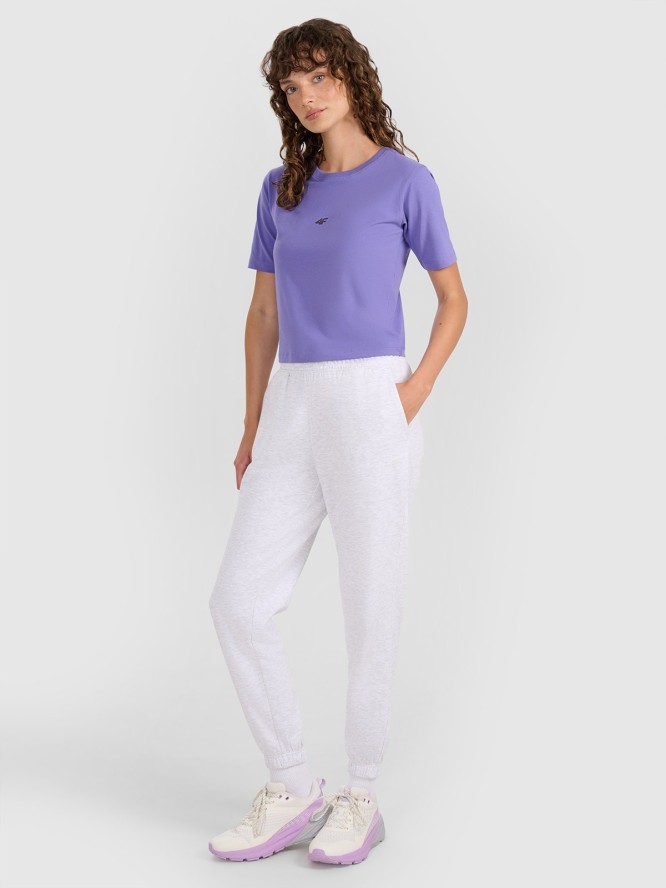 4F Crop-top slim gładki damski - fioletowy M