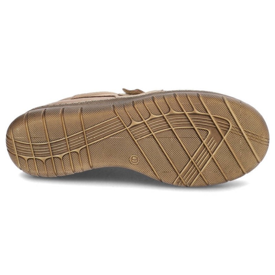 Beżowe Półbuty Pollonus Wygodne Skórzane Buty Damskie