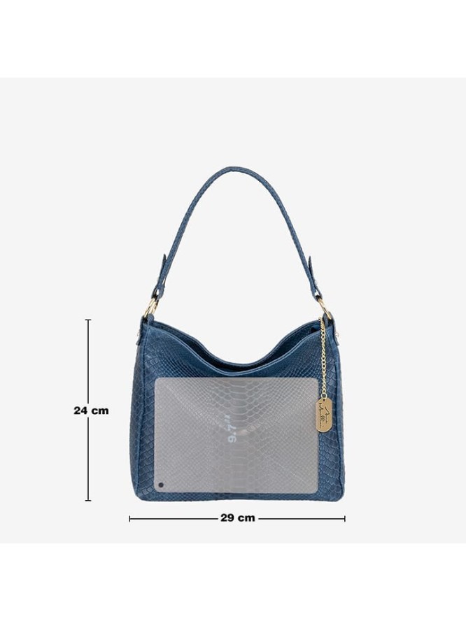 Anna Morellini Skórzana torebka "Dania" w kolorze granatowym - 29 x 24 x 8 cm rozmiar: onesize