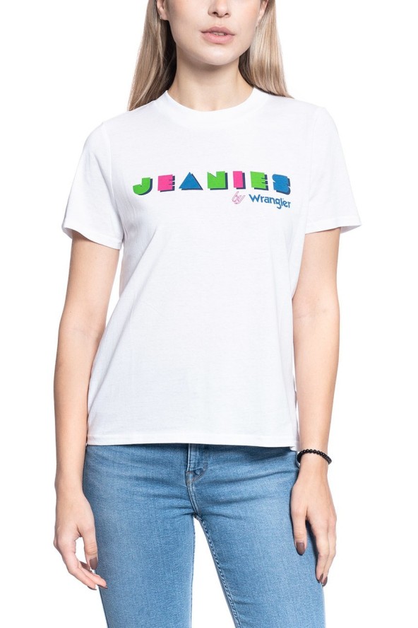 T-SHIRT DAMSKI WRANGLER HIGH RIB REGULAR TEE WHITE W7N9EVX12 112131988