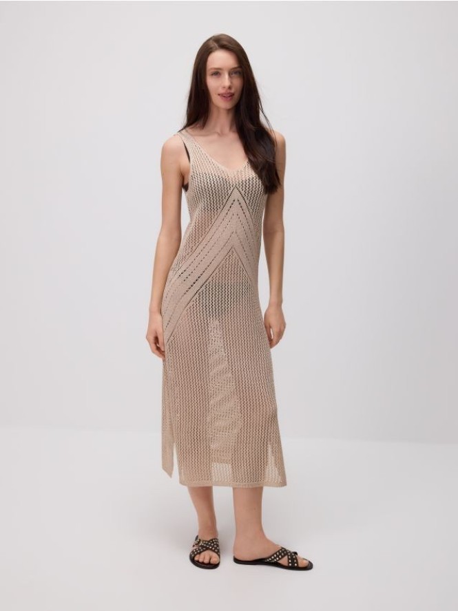 Ażurowa narzutka plażowa - złoty