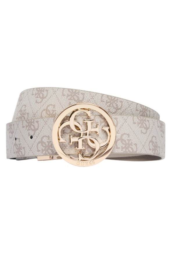 GUESS Kremowy dwustronny damski pasek w monogram Noelle REV H35, Rozmiar XS