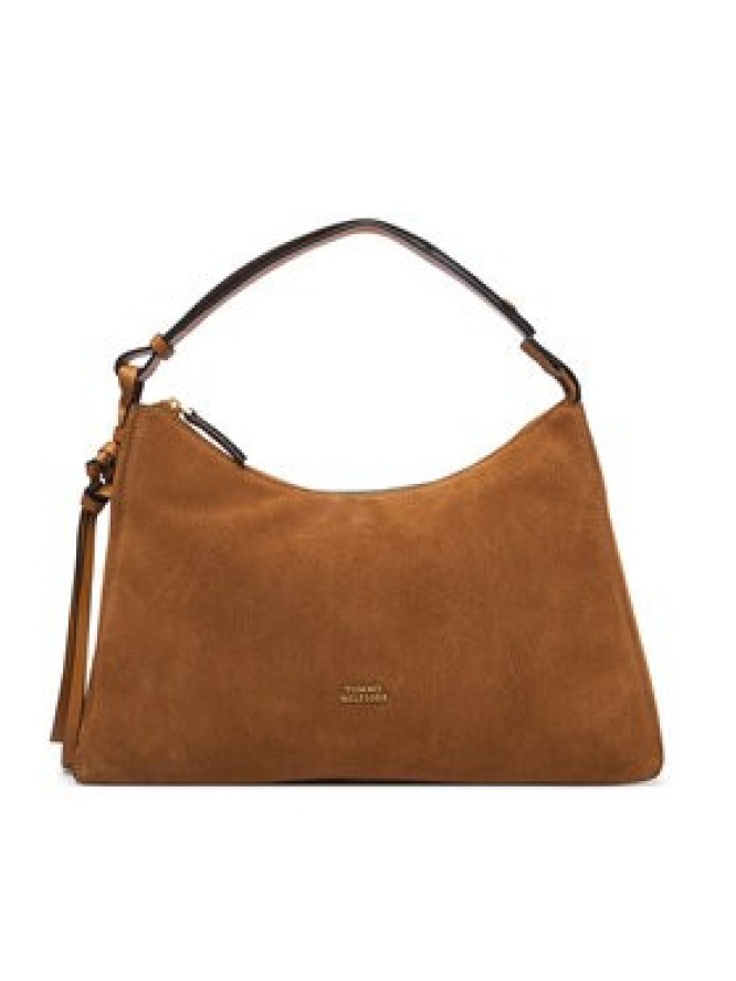 Tommy Hilfiger Torebka Th Statement Shoulder Bag Suede AW0AW18824 Brązowy
