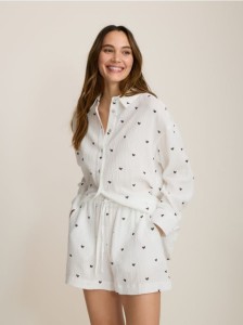 Szorty z bawełnianego muślinu - wielobarwny