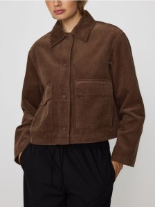 Sztruksowa kurtka z kołnierzykiem - brązowy