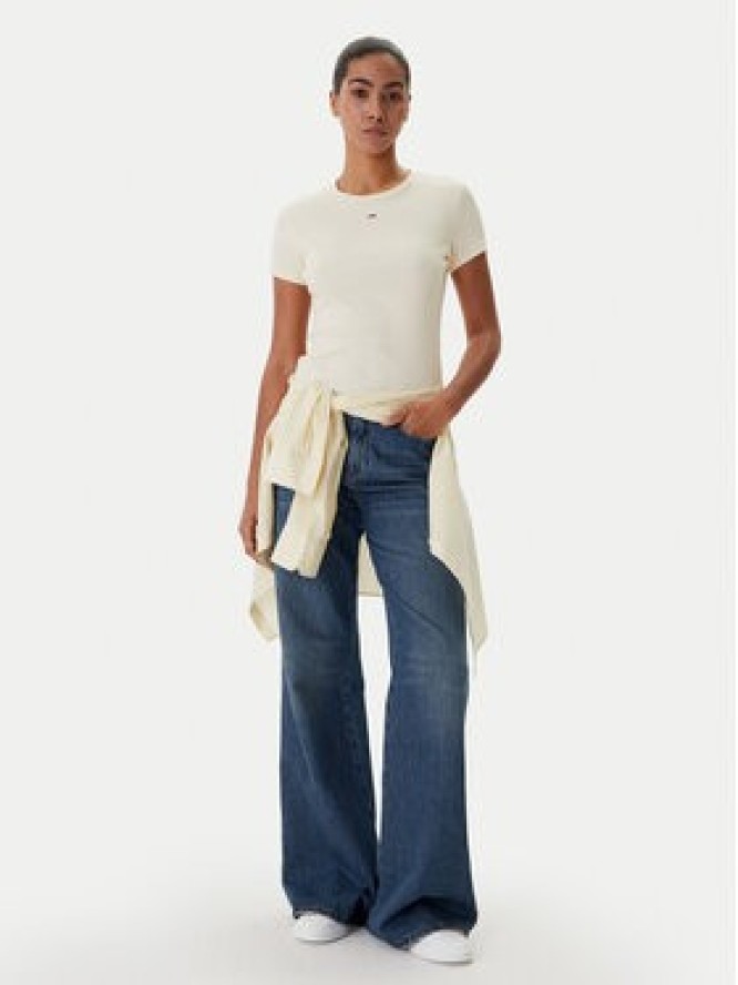 Tommy Jeans T-Shirt Essential DW0DW17383 Beżowy Slim Fit