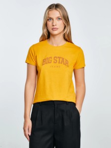 Koszulka damska bawełniana z logo BIG STAR żółta Ramila 201