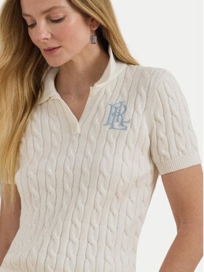 LAUREN RALPH LAUREN Sweter 200932224016 Biały Slim Fit