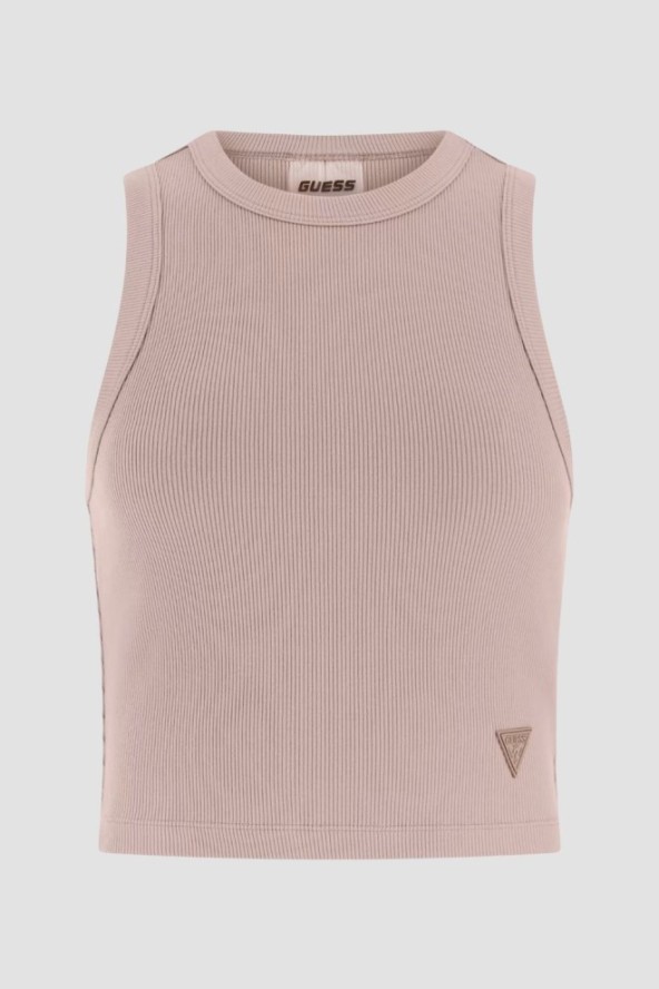 GUESS Różowy damski tank top prążkowany Edie, Rozmiar M