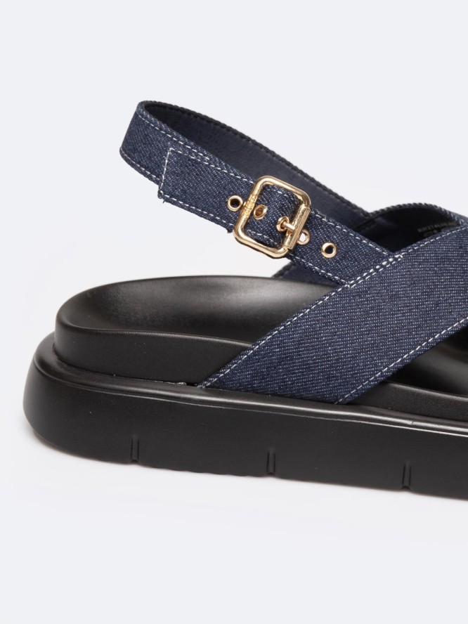 Sandały damskie z imitacji jeansu granatowe RR274688 403