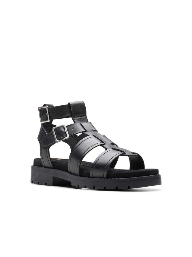 Clarks Skórzane sandały "Orinoco Cove" w kolorze czarnym na obcasie rozmiar: 39,5