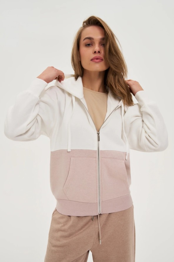 Bluza zapinana na zamek beżowa