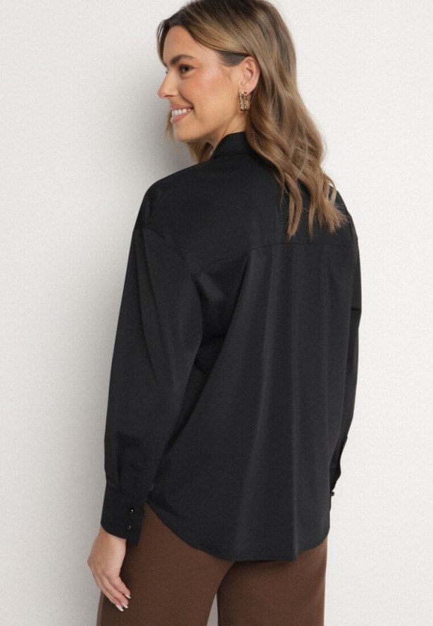 Czarna Klasyczna Koszula z Wiskozą Napvia