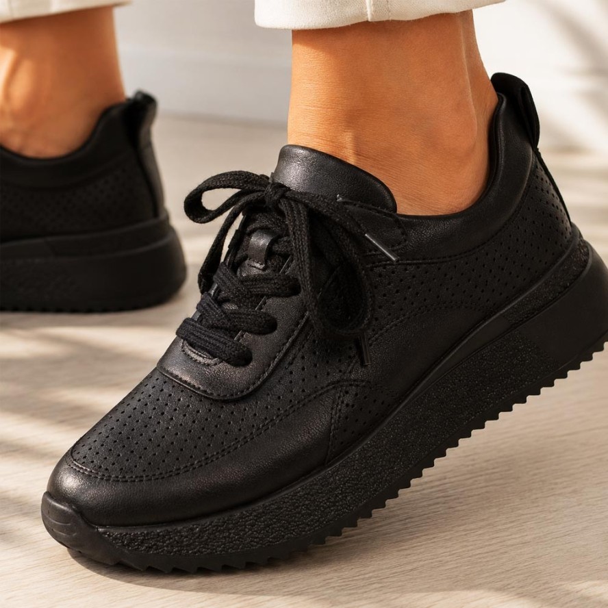 Czarne skórzane sneakersy damskie M.Daszyński Ol39-4