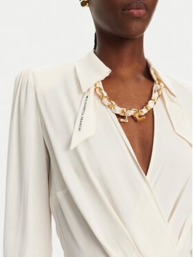 Elisabetta Franchi Sukienka koktajlowa AB-863-52E2-V590 Écru Regular Fit