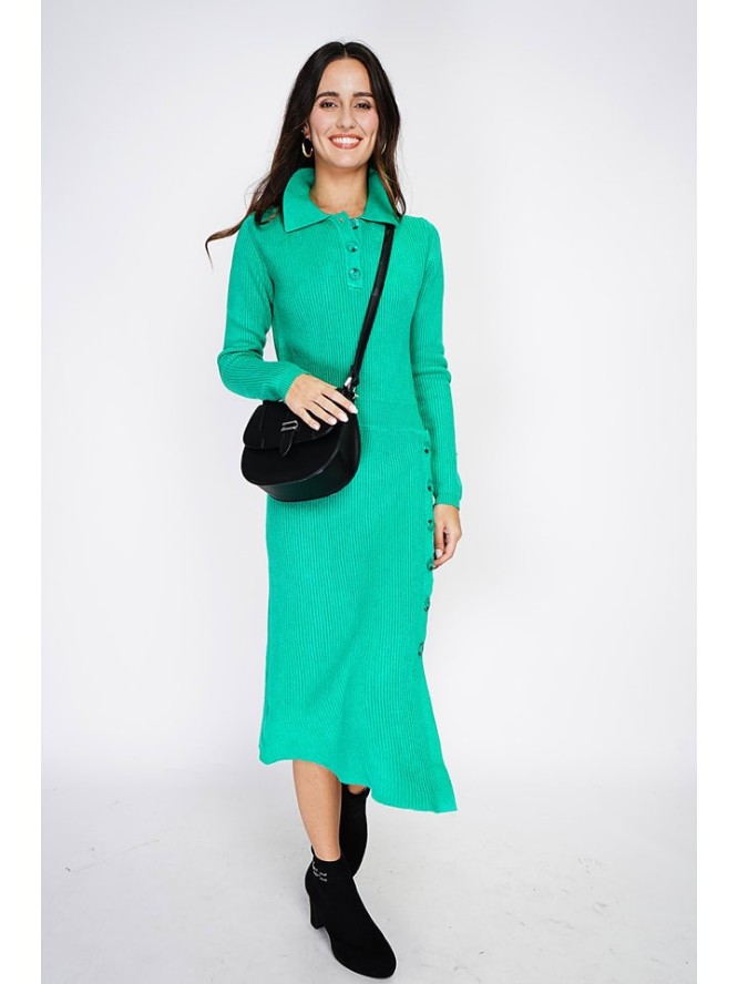 ASSUILI Sukienka dzianinowa w kolorze zielonym rozmiar: 42