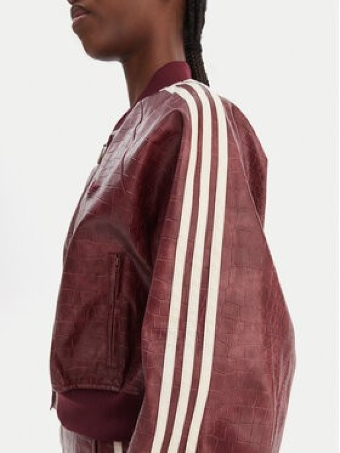 adidas Kurtka z imitacji skóry Pleather KD8792 Bordowy Oversize