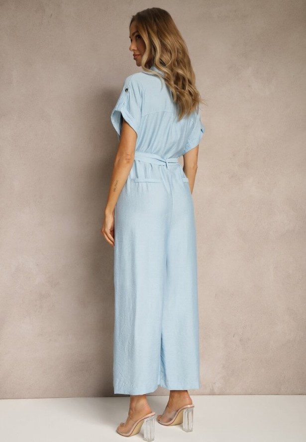 Niebieski Kombinezon Ozdobiony Kieszeniami i Paskiem Wilsedi