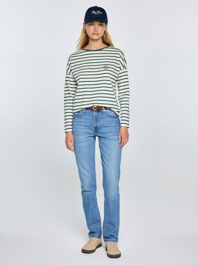 Bluzka damska w paski beżowo-zielone Alerra 304