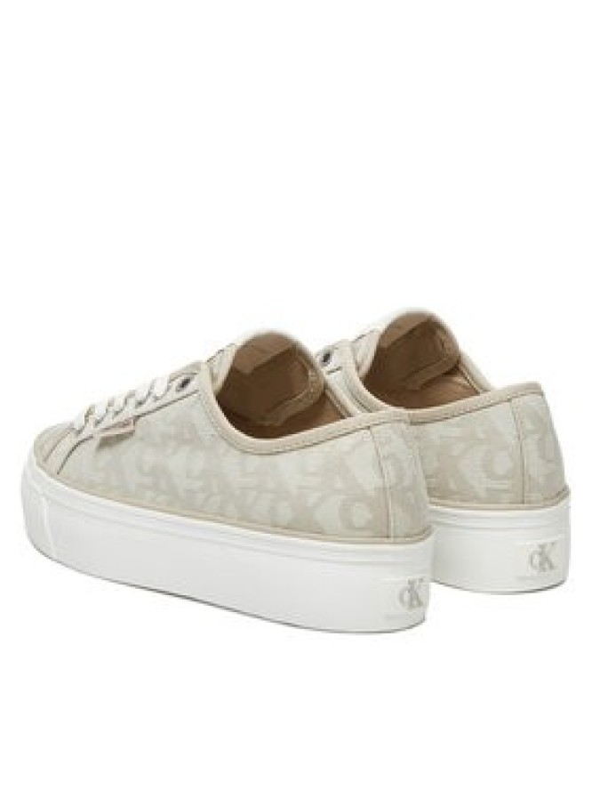 Calvin Klein Jeans Sneakersy Vulc Flatf Jacquard Aop YW0YW01965 Beżowy