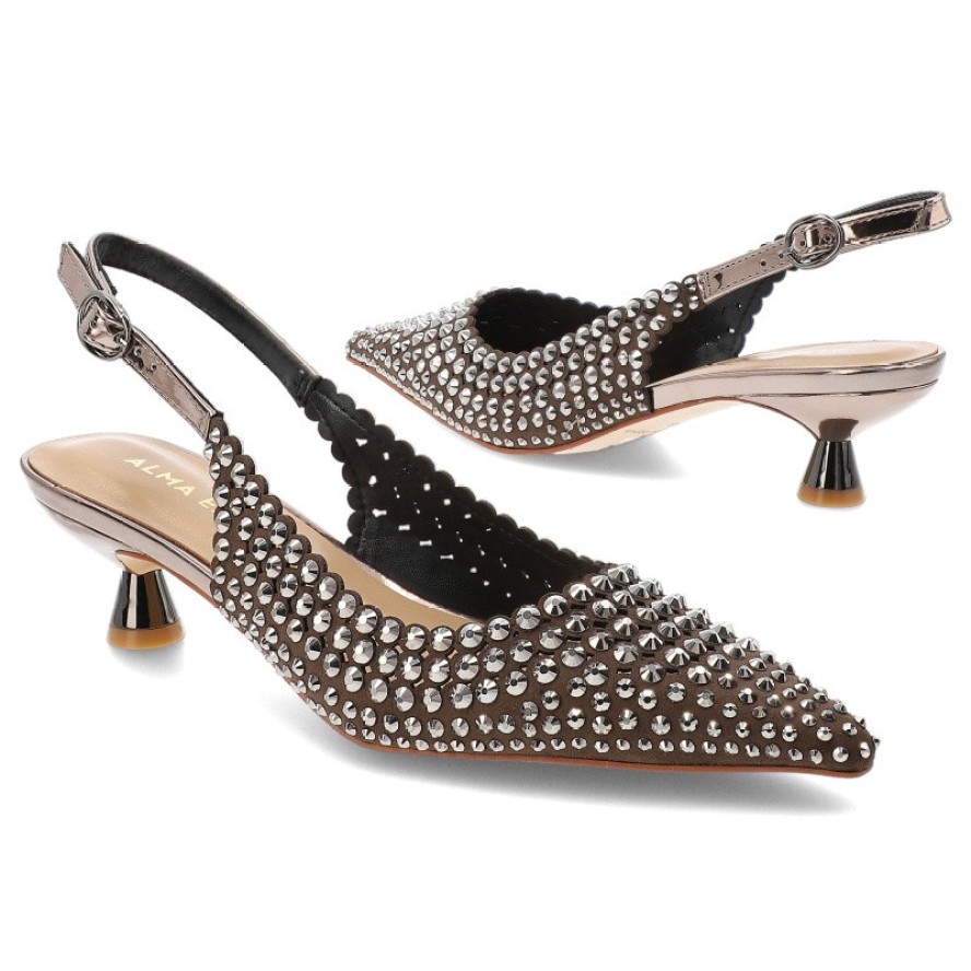 Srebrne Czółenka Alma En Pena Eleganckie Buty Damskie Na Obcasie