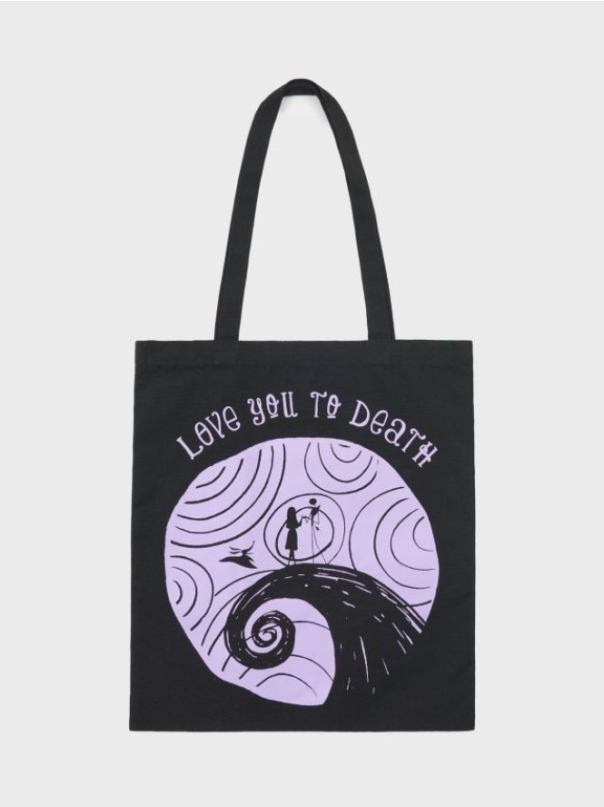 Torebka tote z nadrukiem Nightmare Before Christmas - czarny