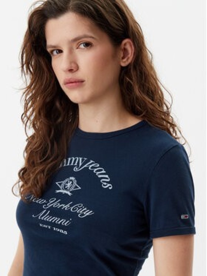 Tommy Jeans T-Shirt Nyc Ringer DW0DW20323 Granatowy Slim Fit