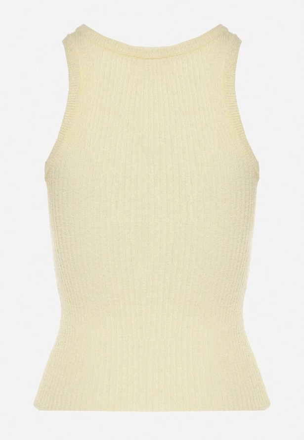 Żółty Top z Prążkowanego Materiału Ovilora