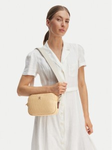 Tommy Hilfiger Torebka Popette Camera Bag Raffia AW0AW18525 Beżowy