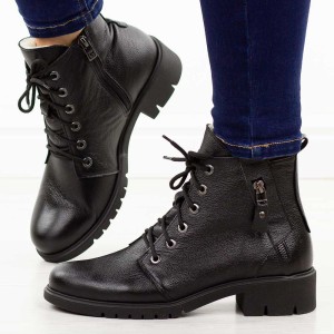 Czarne zimowe Polskie botki damskie Galant 3343