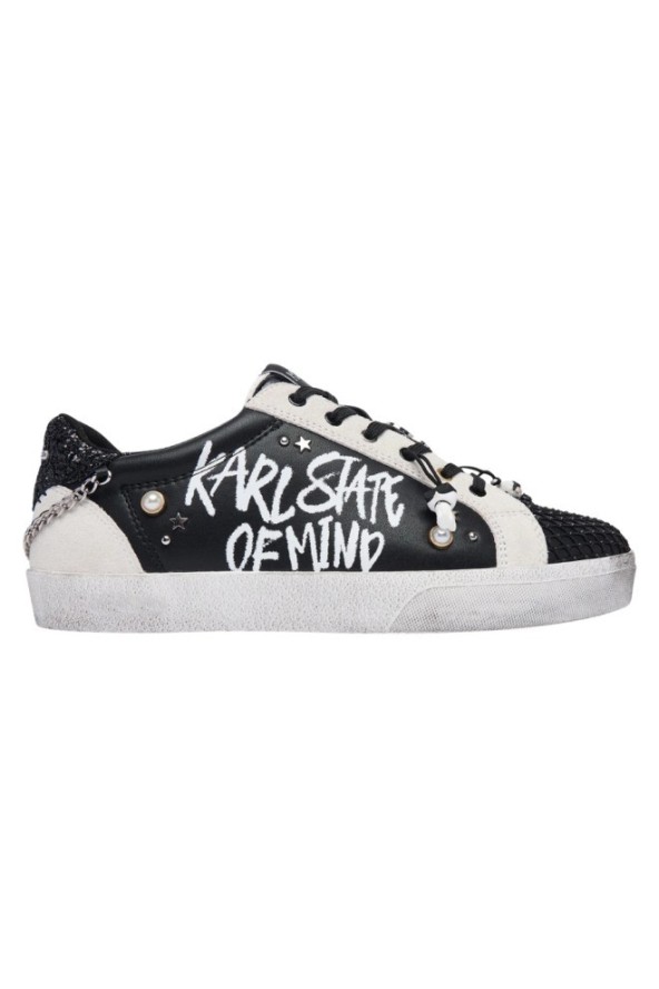 KARL LAGERFELD Czarno-białe damskie trampki SKOOL KARL STATE OF MIND, Rozmiar 39