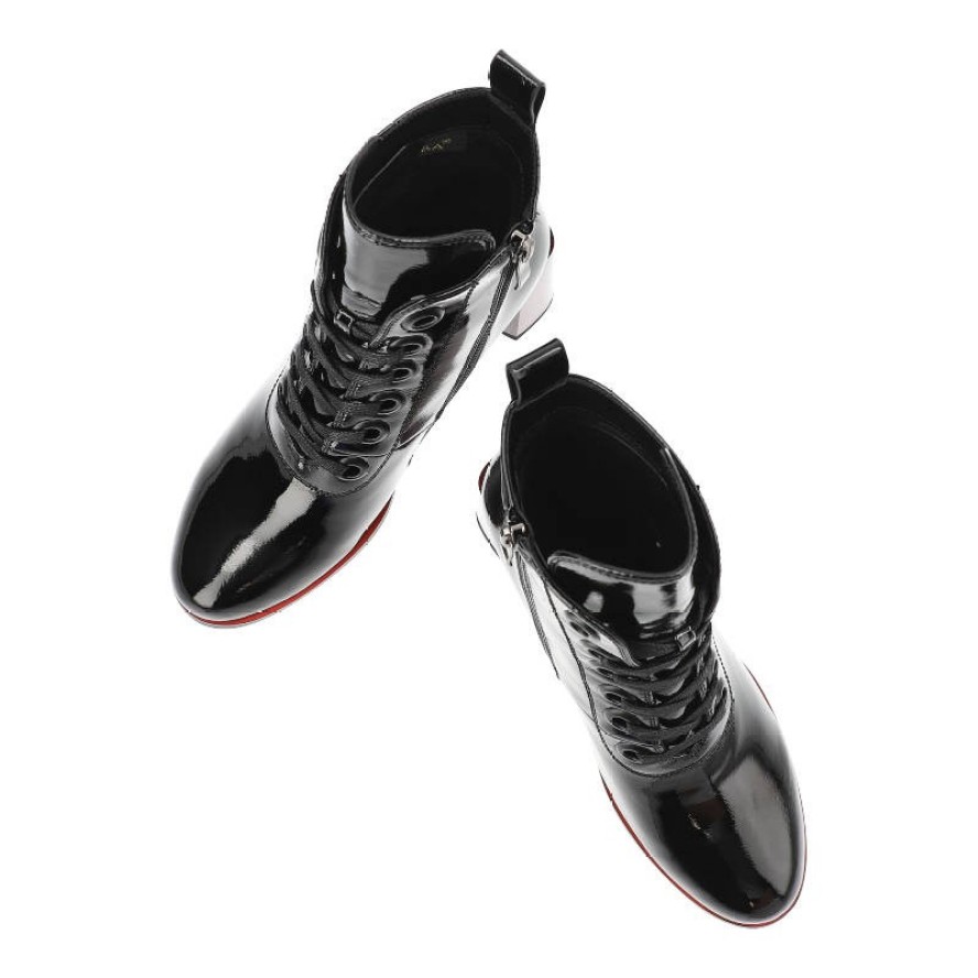 Czarne Botki S.Barski Damskie Buty Na Obcasie