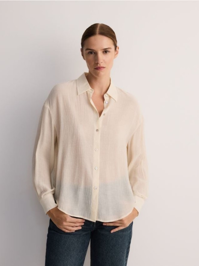 Koszula z wiskozy - kremowy