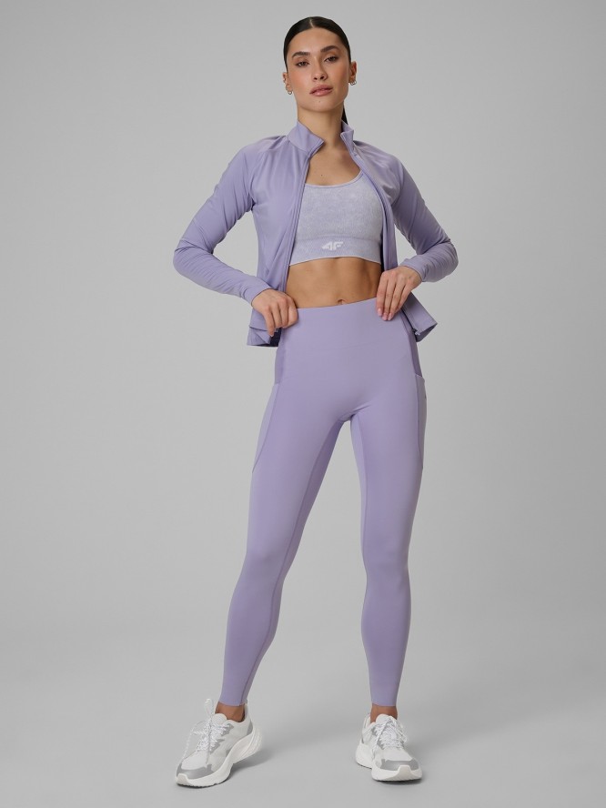 4F Bluza treningowa slim szybkoschnąca damska - fioletowa XL