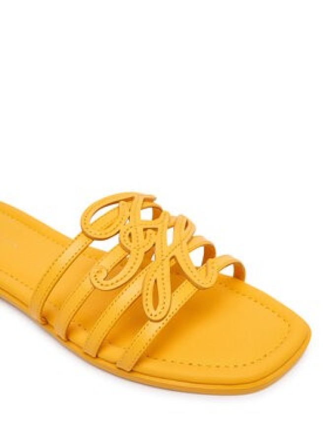 Tommy Hilfiger Klapki Th Script Flat Mule Lth FW0FW09368 Żółty