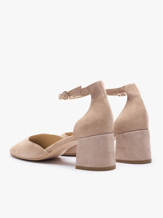 Beżowe czółenka slingback bez pięty