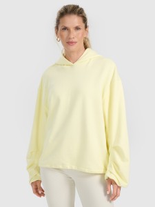 4F Bluza dresowa nierozpinana z kapturem damska - żółta XS