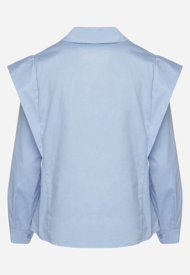Jasnoniebieska Bawełniana Koszula z Ozdobnymi Ramionami Teladoria
