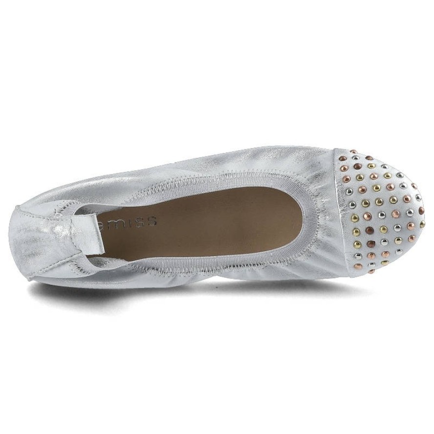 Srebrne Baleriny Damskie Damiss Codzienne Obuwie