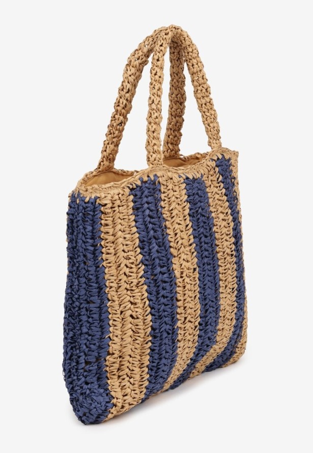 Granatowa Torebka Shopper Plażowa z Napisem Navirael