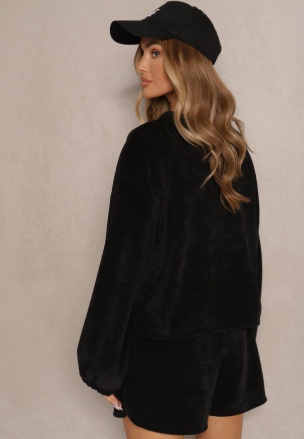 Czarny Basicowy Komplet Szorty i Bluza Novirissa