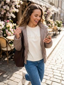 Bawełniana koszulka z ażurowym napisem - żółty